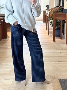 Navy Pinstripe Dress Pants